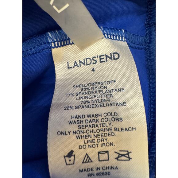 Land's End Blue Modest Quality Classic MInimalist Pool Swim Tankini  Top sz 4 - Picture 3 of 6